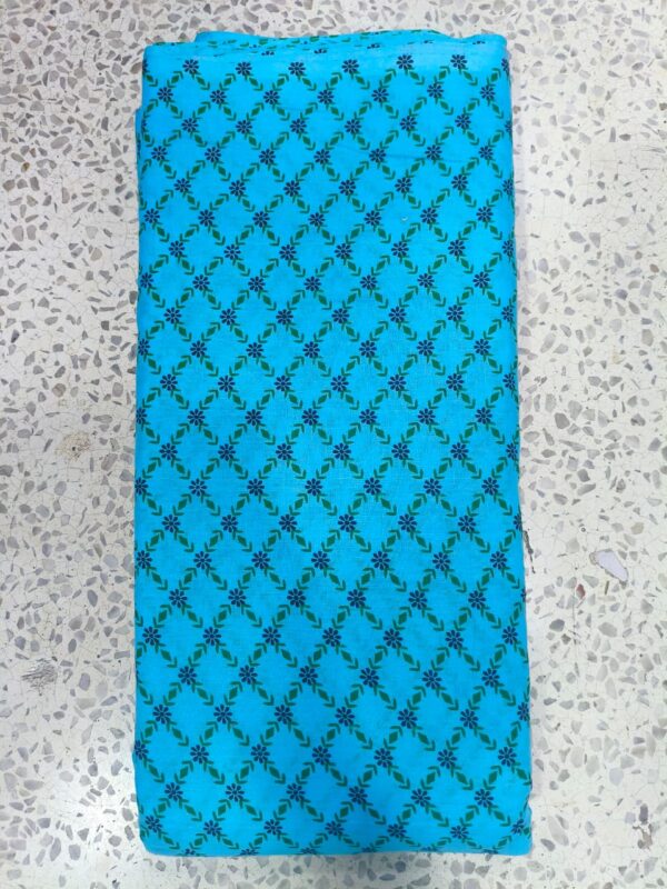 Blue Floral Geometric Printed Cotton Fabric – Wholesale (20 Meter Cut)