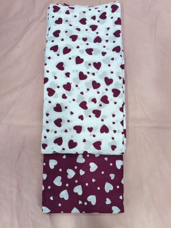 Maroon Heart Print Cotton Fabric 20/meter cuts