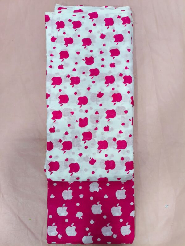 Pink Apple Printed Top & Bottom Fabric – 2-Piece Wholesale Set