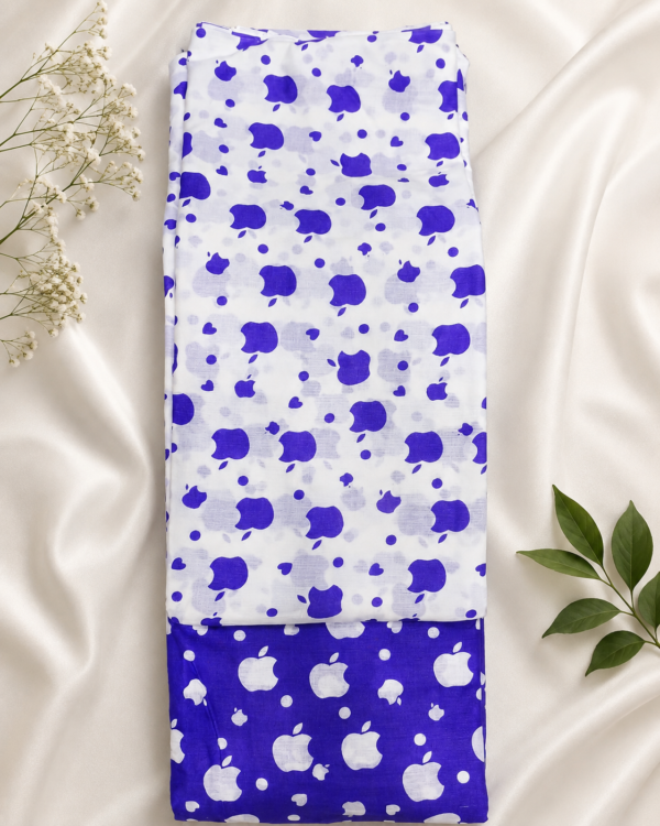 Royal Blue Apple Print Top & Bottom Fabric 20/meter each