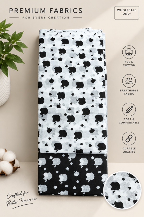 Monochrome Motif Printed Cotton Fabric top & bottom