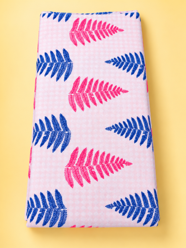 Blush Pink & Royal Blue Fern Cotton 20/meters cuts